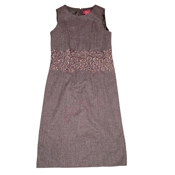 Oscar de la renta sleeveless brown embroidered dress